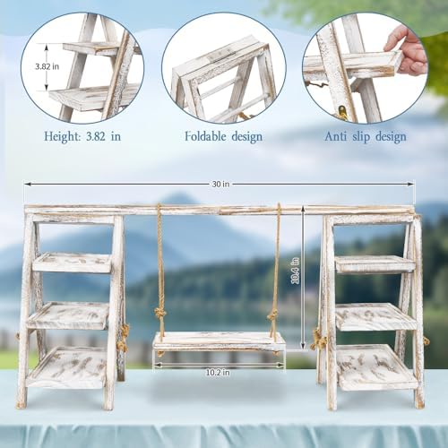 Flenpptly Wooden Cupcake Stand, 3 Tier Cupcake Display Stand, White - Image 3
