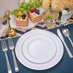 WELLIFE 600 Pcs Sliver Disposable Dinnerware for 100 Guests, Dinnerware Set of 100 Dinner Plates, 100 Salad Plates, 100 Spoons, 100 Forks, 100 Knives, 100 Cups - Image 6