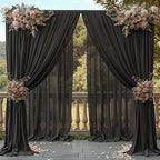 20ft x 10ft Black Backdrop Curtains, Wrinkle-Free Sheer Chiffon Fabric Photo Background Drapes for Wedding Arch Party Ceremony Stage Photography Decorations - Image 2