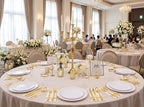 Supernal 350Pcs Elegant White and Gold Plastic Dinnerware Set for Wedding - Image 3