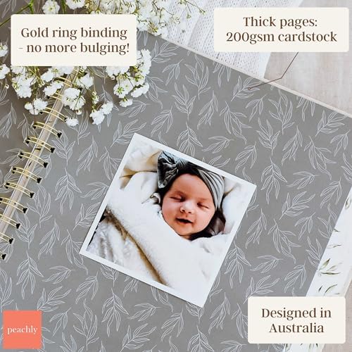 Peachly Unisex Baby Memory Book - First Year Baby Book Keepsake - Olive - Image 4