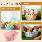 Barydat 6 Pcs Small Wicker Basket with Handle, Multicolor, 12'' X 9'' X 5'' - Image 4