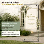 Wedding Welcome Sign Stand, 79" Extra-Tall Height - Black Metal Sign Holder with 6 Leather Straps, Easel Stand for Seating Charts & Event Décor - Image 3