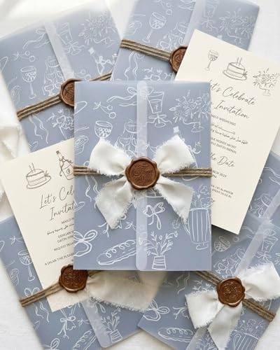 Hand-Drawn Vellum Jackets for 5x7 Invitations, 100 Pcs Invitation Sleeves - Image 2