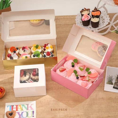 25 Gold Cupcake Boxes 6 Count with Window, Cupcake Containers - Image 3