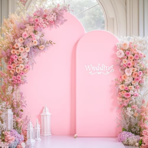 Pink Purple Arch Backdrop Cover Set of 2 Spandex Arch Covers 7.2 and 6ft Wedding Birthday Party Arch Covers Stretchy Backdrop Bridal Baby Shower Pink Lavender Arch Stand Cover - Image 2