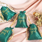 Roowest 4 x 6 Inch 100 Pcs Thank You Satin Gift Bags, Dark Green - Image 4