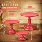 3 PCS Red Round Cake Stand Set, Multi Size Metal Cupcake Holders Stand for Birthday Wedding Banquets, Pastry Display Holders for Holiday Party Dessert Display Table Decor (8"/10"/12" Plate) - Image 2