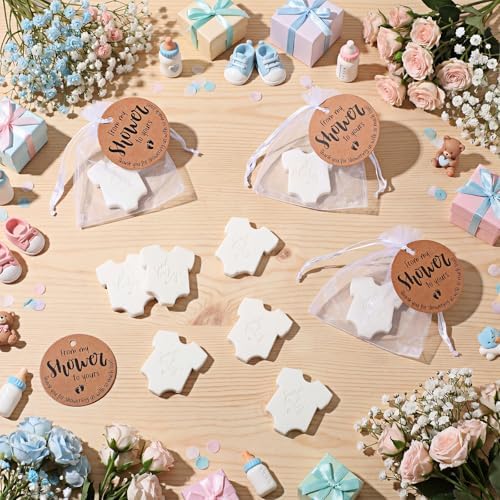 50 Sets Baby Shower Soap Favors for Guests Boy Girl Mini Handmade Scented Soaps with Thank You Tags and Organza Bags for Shower Gender Reveal Party Favors (Oh Baby,White Bodysuit) - Image 5