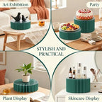iobiotio Foldable Cake Stand, Reusable Buffet Risers, 4 Pack Round Dessert Stands with Acrylic Tops, Cardborad Display Stands for Weddings, Birthdays, Baby Showers, Parties, Home Decor, Green - Image 4