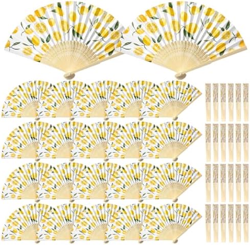 Karenhi 36 Pcs Lemon Party Hand Fans Bulk Summer Capri Party Decorations by Karenhi