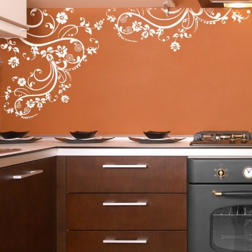 Beige Swirl Flower Floral Wall Decal Design. (100" X 29") #262A - Image 6