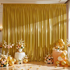 Golden Brown Satin Backdrop Curtains 2 Panels - Glitter Photo Drapes for Baby Shower, 10x10FT Shimmer Back Drop Cloth, Wrinkle Free for Wedding Birthday Christmas Party Decorations by WishCare