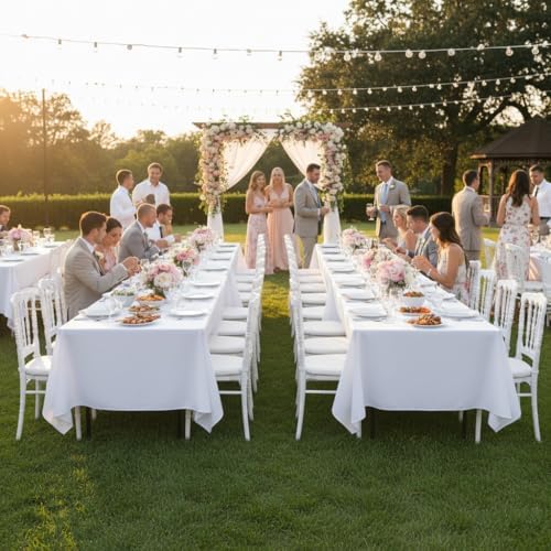 sancua White Table Cloths Rectangle, 10 Pack Tablecloths for 6 Foot Tables - Image 3