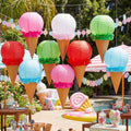 Baquler 12 Set Ice Cream Paper Lanterns Summer Party Decor Colorful Ice Cream Cone Lanterns Hanging Ceiling Sign Candyland Party Decor for Summer Theme Birthday Baby Shower Bridal Shower Favor by Baquler