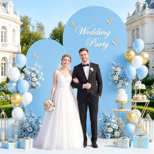 Wedding Arch Cover Set of 2 Baby Blue Arch Backdrop Cover 7.2ft, 6ft Spandex Fitted Backdrop Arch Covers Chiara Stand Cover Baby Shower Backdrop Coovers for Birthday Party Gender Reveal Decor - Image 2