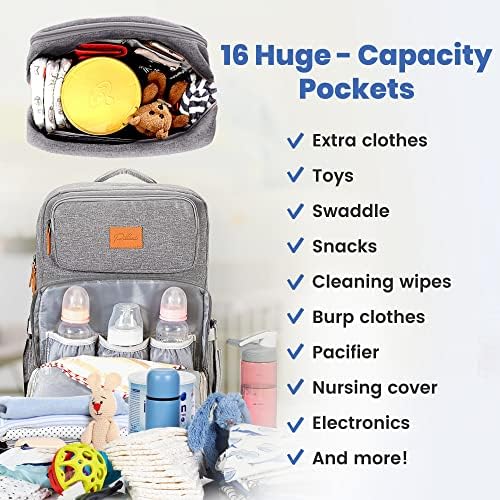 PILLANI Baby Diaper Bag Backpack - Large Bag for Boys & Girls, Waterproof Diaper Backpack - Travel Diaper Bags w/Changing Pad, Baby Registry Search & Shower Gifts - Essentials Must Haves Newborn Stuff - Image 2