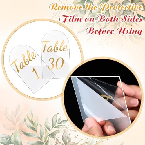 AceOrbit 30 Pack Acrylic Table Numbers 1-30 Gold with Stands,Arch - Image 3