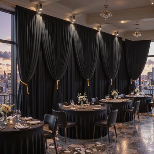50x10FT Backdrop Curtains with Rod Pockets - Wrinkle Free Photo Stage Backdrop 10 Panels Curtains Drapes for Photography Wedding Party Baby Shower Decorations (Black) - Image 4