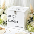 OASF&QPPTY Custom Wedding Card Box with Lock, Elegant Personalized Wedding Card Box for Reception, Graduation, Baby Shower - Secure PVC Money Box for Cards and Well Wishes, Elegant Party Table Decor by Unknown
