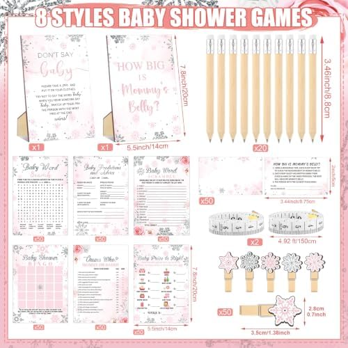 Funnymoom 426 Pcs Baby Shower Games Set, 8 Games Elephant Girl - Image 3