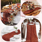 12 Pack Terracotta Cheesecloth Table Runner 10Ft, Christmas Table Runner 21.5 x 120 inch, Burnt Orange Semi Sheer Cheese Cloth Fabric Thanksgiving Runner Bulk for Wedding,Party,Bridal Shower - Image 6