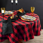 DII Buffalo Check Collection, Classic Farmhouse Tablecloth, 70" Round, Red & Black - Image 4