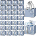 Yeaqee 100 Pcs Mini Metallic Paper Gift Bags with Handle, Dusty Blue, Silver by Yeaqee
