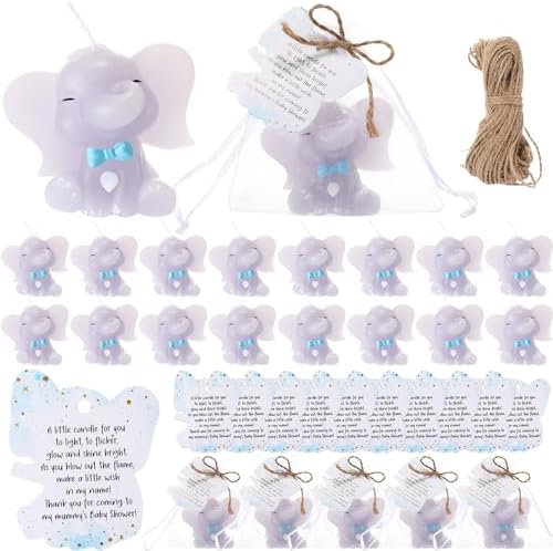 Conelist 25 Set Baby Shower Candles Favors Elephant for Guests, Blue by Conelist