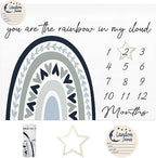 Personalized Baby Monthly Milestone Blanket Boy or Girl - Rainbow Months Blanket with Wood Frame and Newborn Wooden Sign - Growth Chart Milestone Blanket 1-12 Month Milestones(FixedSize) by Dyoart