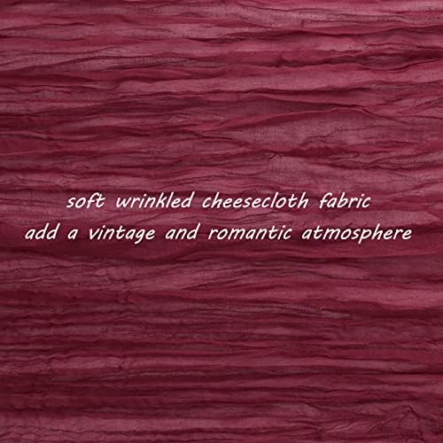 35x72 Inch Burgundy Cheesecloth Table Runner Fall Wedding Party Home Decor - Image 3