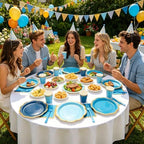 Light Blue Paper Plates and Napkins Party Supplies for 48 Guests, Disposable 9’’ Scalloped Blue and Gold Gradient Tableware Set for Birthday, Wedding, Baby Shower Decorations - Image 5