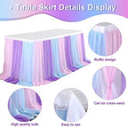 14ft Pink Blue Purple Tulle Table Skirts for Mermaid Baby Shower Birthday Party Wedding Pastel Tutu Table Cloth Cover for Rectangle Tables or Round Tables for Unicorn Cake Dessert Table Decorations - Image 6