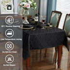 SASTYBALE Jacquard Tablecloth Rectangle, 60" x 102", Black - Image 4