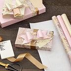 Hallmark Wrapping Paper with Cutlines on Reverse (6 Rolls: 135 Square Feet Total) Pink, Gold, Stripes, Kraft Brown, Black and White Plaid for Birthdays, Baby Showers, Bridal Showers, Mother's Day - Image 2
