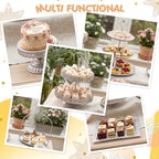 Lallisa 8 Pcs Cake Stands Set Metal Dessert Table Display Tiered Cupcake Holder Candy Donut Fruit Plate Cake Serving Tray with Handle Treats Serving Tower for Wedding Birthday Party (Sliver) - Image 4