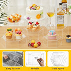 Leinuosen 7 Pcs Large Acrylic Buffet Risers, 6-12" Hexagonal, Clear - Image 3