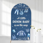 Serencatcher 7.2ft Denim Blue Jean Baby Shower Arch Backdrop Cover by Serencatcher