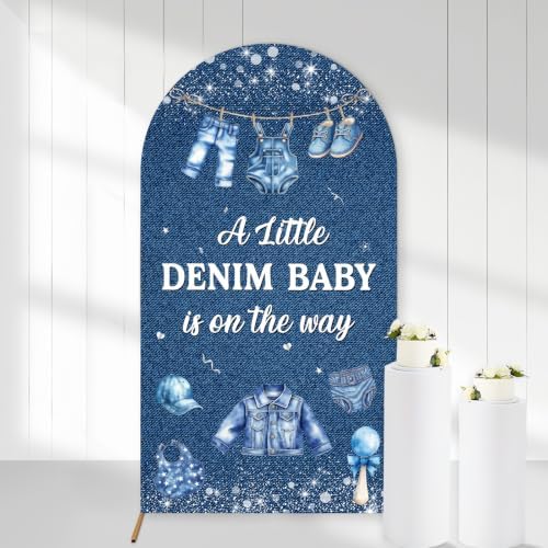 Serencatcher 7.2ft Denim Blue Jean Baby Shower Arch Backdrop Cover by Serencatcher