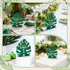 Palm Leaf Theme Wedding Acrylic Table Number 1-20 with 20Pcs Stands, 5"x7" Table Centerpiece Decor for Indoor Outdoor Tropical Safari Jungle Hawaiian Wedding Bridal Shower Anniversary - Image 2
