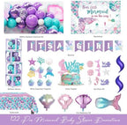 Hombae Mermaid Baby Shower Decorations Include Our Little Mermaid Is on the Way Backdrop, Balloon Garland, Banner, Tablecloth, Cake Topper, Box for Girls Ocean Under the Sea Baby Shower, 122 PCs - Image 2