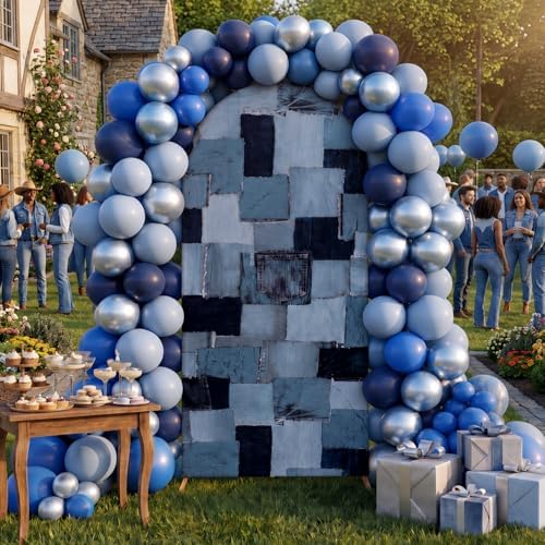 Breling 6.6ft Blue Jean Baby Shower Arch Backdrop Cover - Image 4