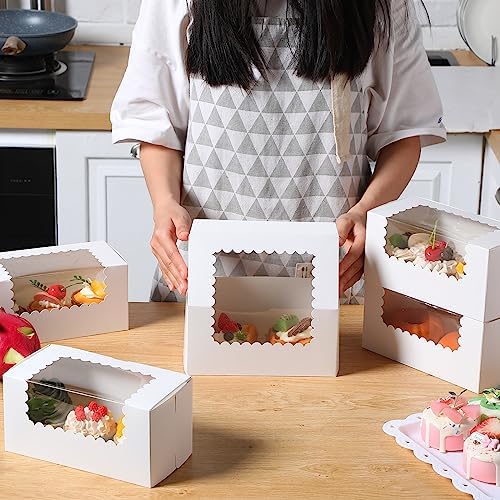 Ireer 60 Pcs 8x4x4 Inch Bakery Boxes with Window for Bread Cookie, White - Image 3