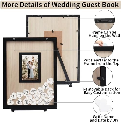 Wedding Guest Book Alternative, Guest Book Wedding Reception, Wedding Guest Book with Wooden Hearts Guest Book Signs for Wedding Anniversary Birthday Party Baby Shower - Image 3