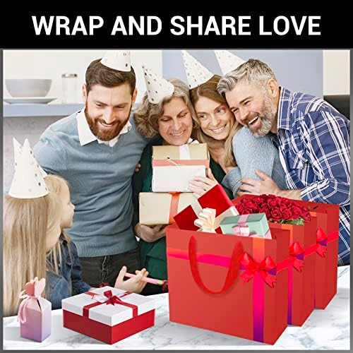 EUSOAR Large Red Shopping Bags, 25 Pack 12.5x4.5x11 inches Gifts Wrap Bags Handles Bulk, Merchandise Retail Wrapping Bags for Business, Craft Grocery, Boutique, Party Favor, Wedding - Image 6