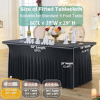 4 Pack Black Spandex Tablecloth for 5 Foot Rectangle Tables, Wrinkle Free Fitted Table Clothes Cover 5ft Stretchy Tablecloths with Skirt for Parties Weddings Birthday Banquet Baby Shower - Image 5