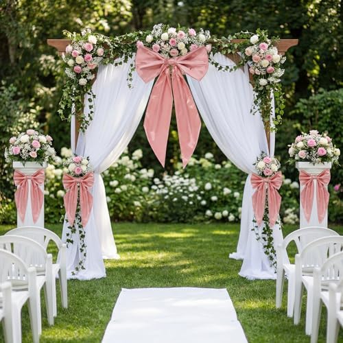 Crowye 7 Pcs Giant Satin Bow Decor, Large Pink Backdrop Decor - Image 4