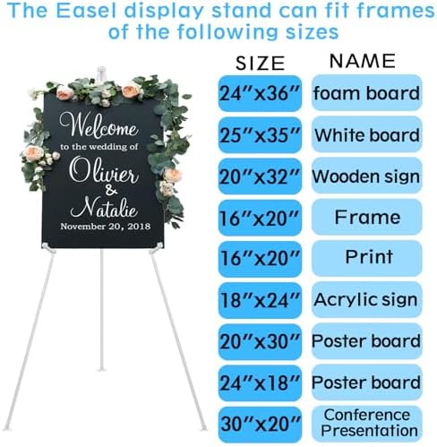 3 Pack White Easel Stand for Wedding Sign, Poster, 63" Portable Metal Painting Easels Stand Adjustable Folding Easel for Art Crafts Show,Arts,Birthday - Image 5