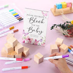 Qilery 75 Pcs Baby Shower Game Sign Kit Wood Blocks, Pink Purple, Butterfly - Image 5