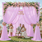 30ft×10ft Wrinkle Free Light Purple Backdrop Curtain Drapes, 6 Panels 5ftx10ft Sheer Tulle Chiffon Backdrop Panels Curtains for Wedding Baby Shower Birthday Party Stage Photo Home Decorations - Image 2